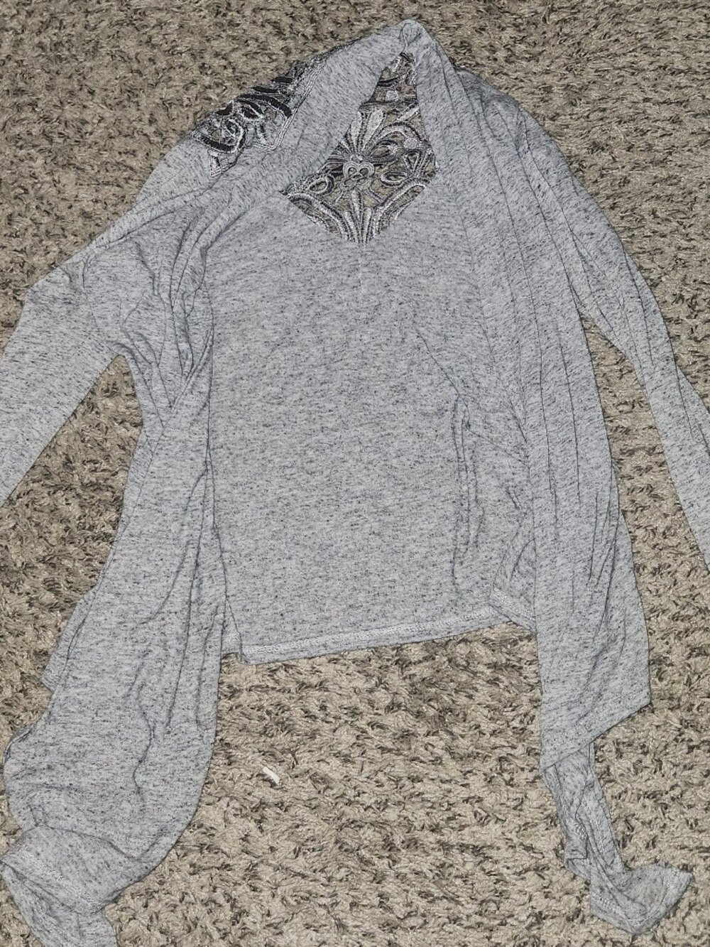 Gray cardigan with lace back